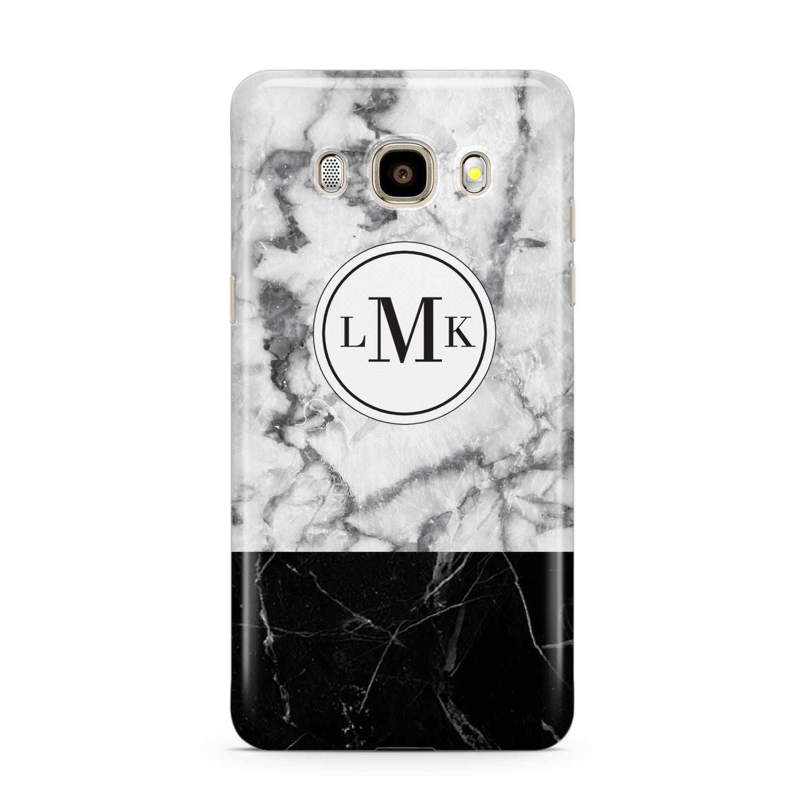 Geometric Marble Initials Personalised Samsung Galaxy J7 2016 Case on gold phone