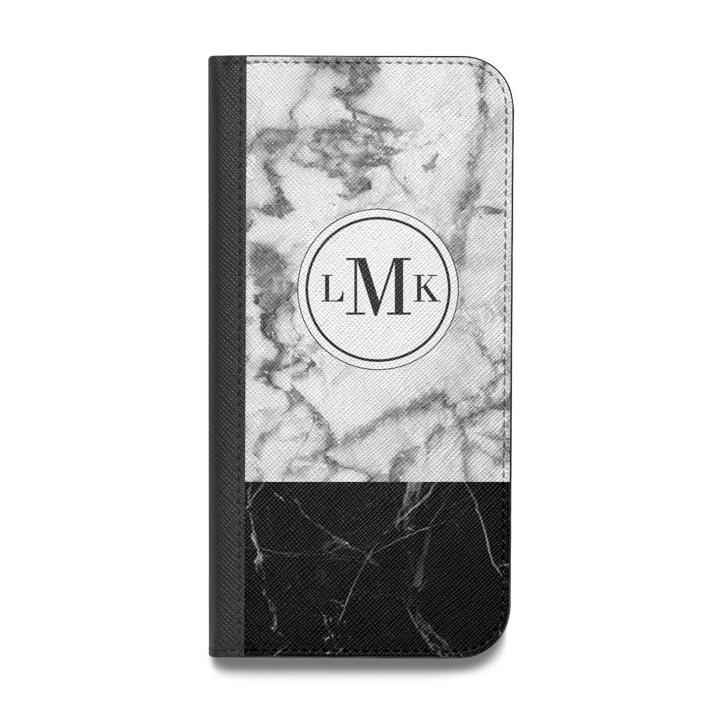 Geometric Marble Initials Personalised Vegan Leather Flip Samsung Case
