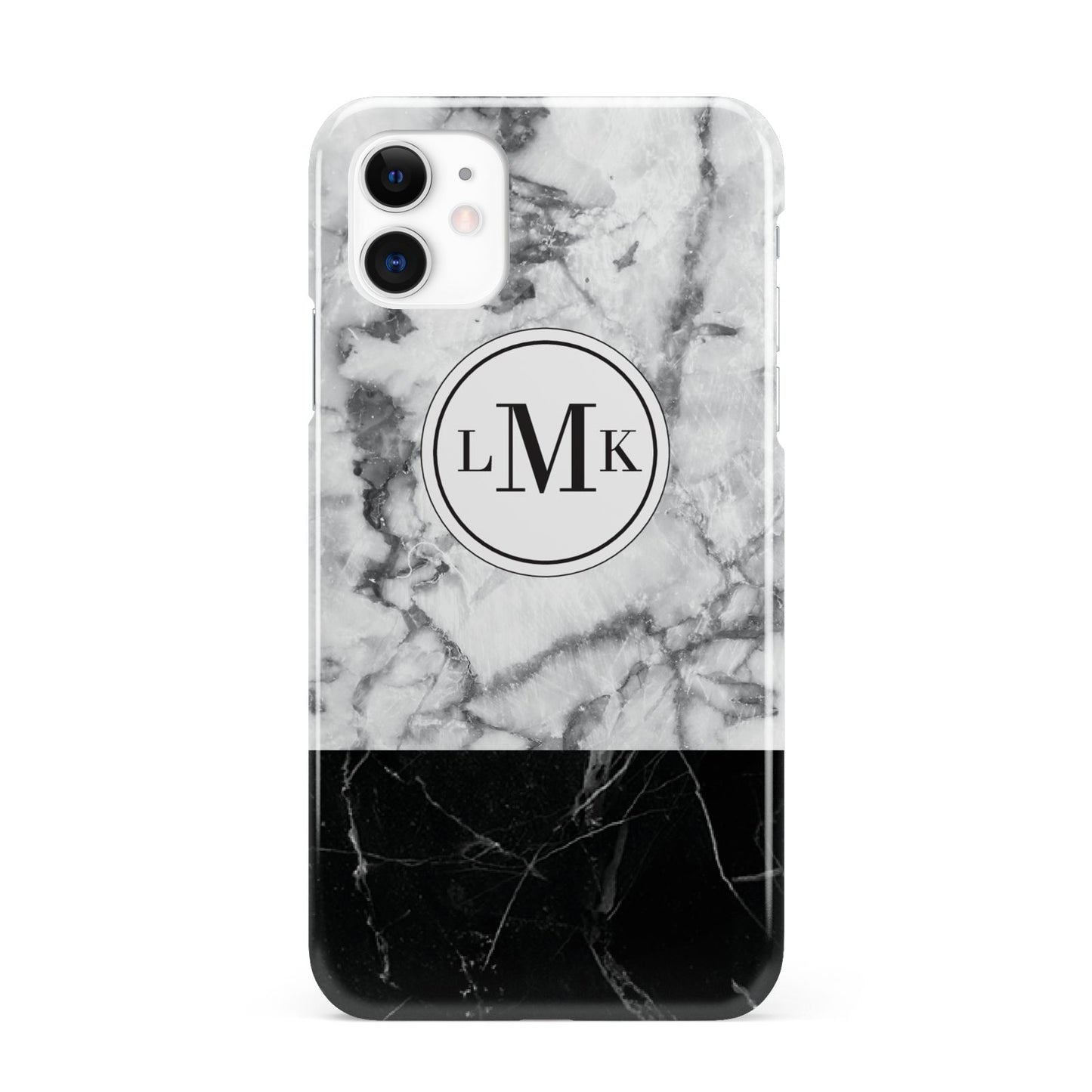 Geometric Marble Initials Personalised iPhone 11 3D Snap Case
