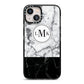 Geometric Marble Initials Personalised iPhone 13 Black Impact Case on Silver phone