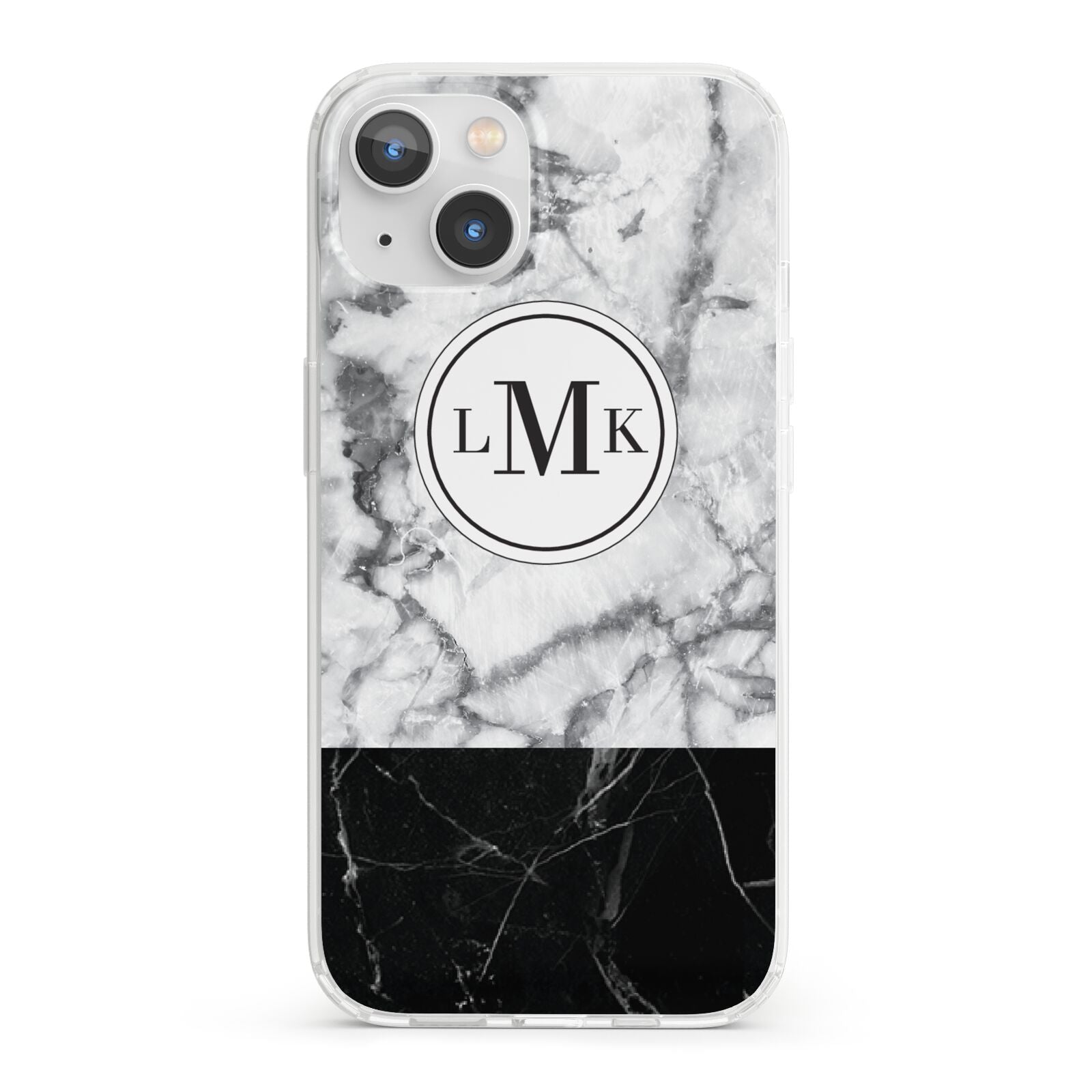 Geometric Marble Initials Personalised iPhone 13 Clear Bumper Case