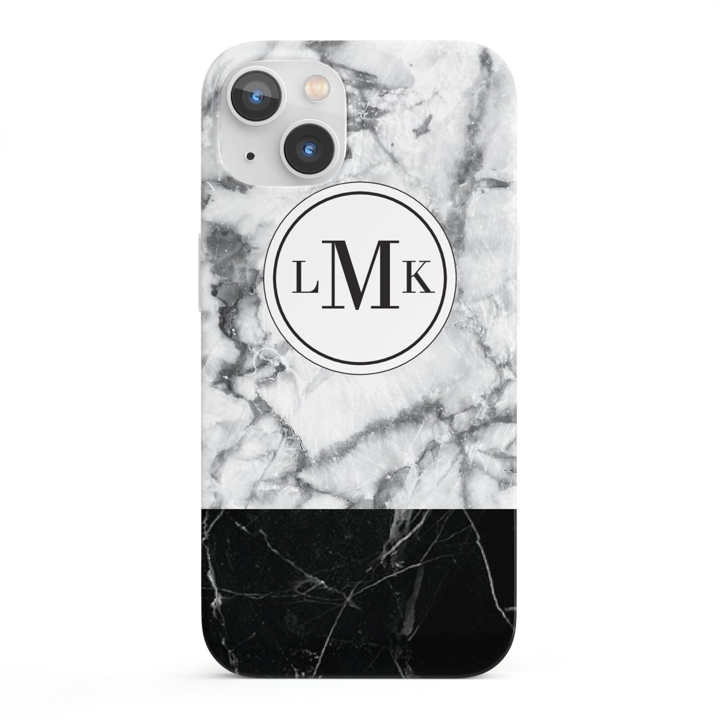 Geometric Marble Initials Personalised iPhone 13 Full Wrap 3D Snap Case