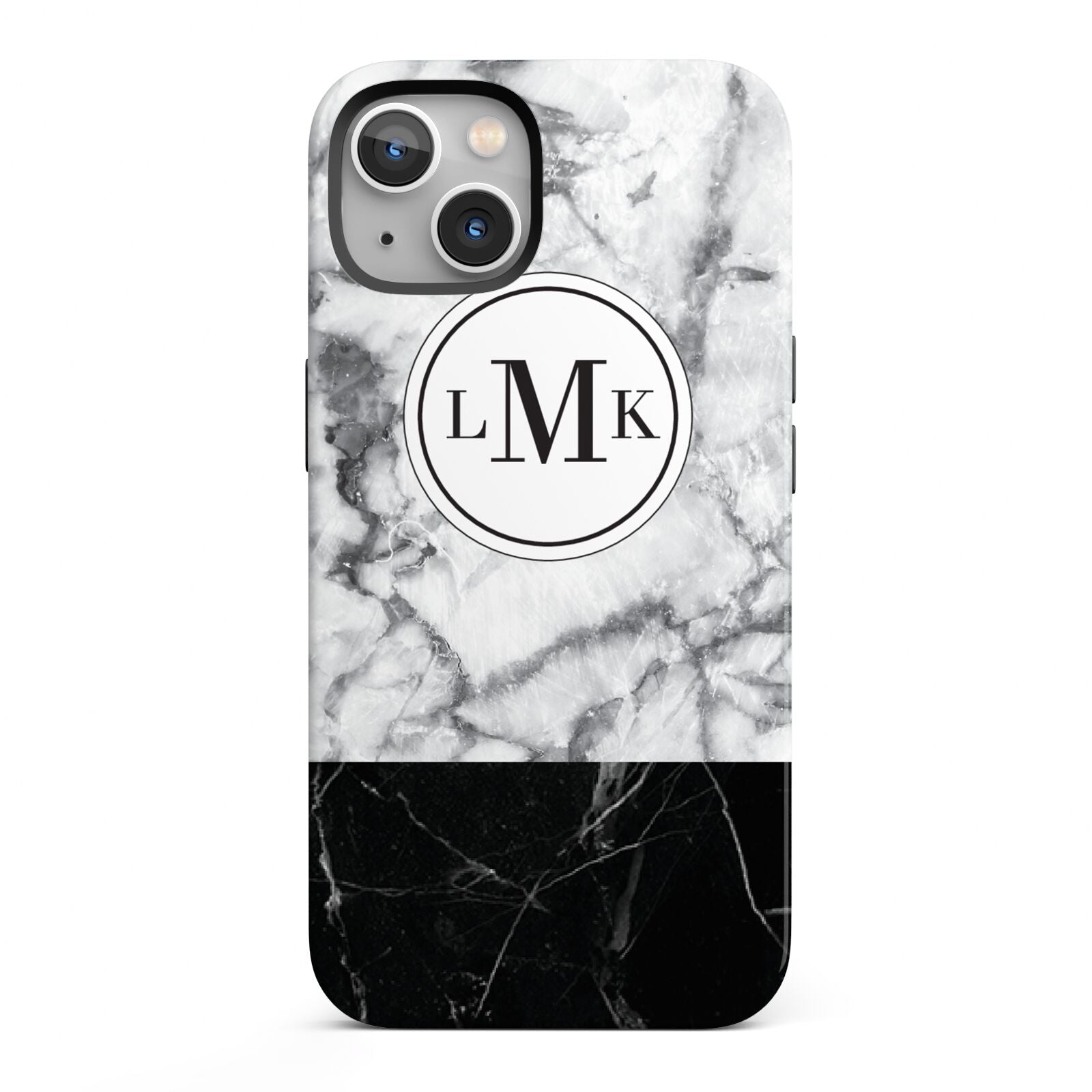 Geometric Marble Initials Personalised iPhone 13 Full Wrap 3D Tough Case
