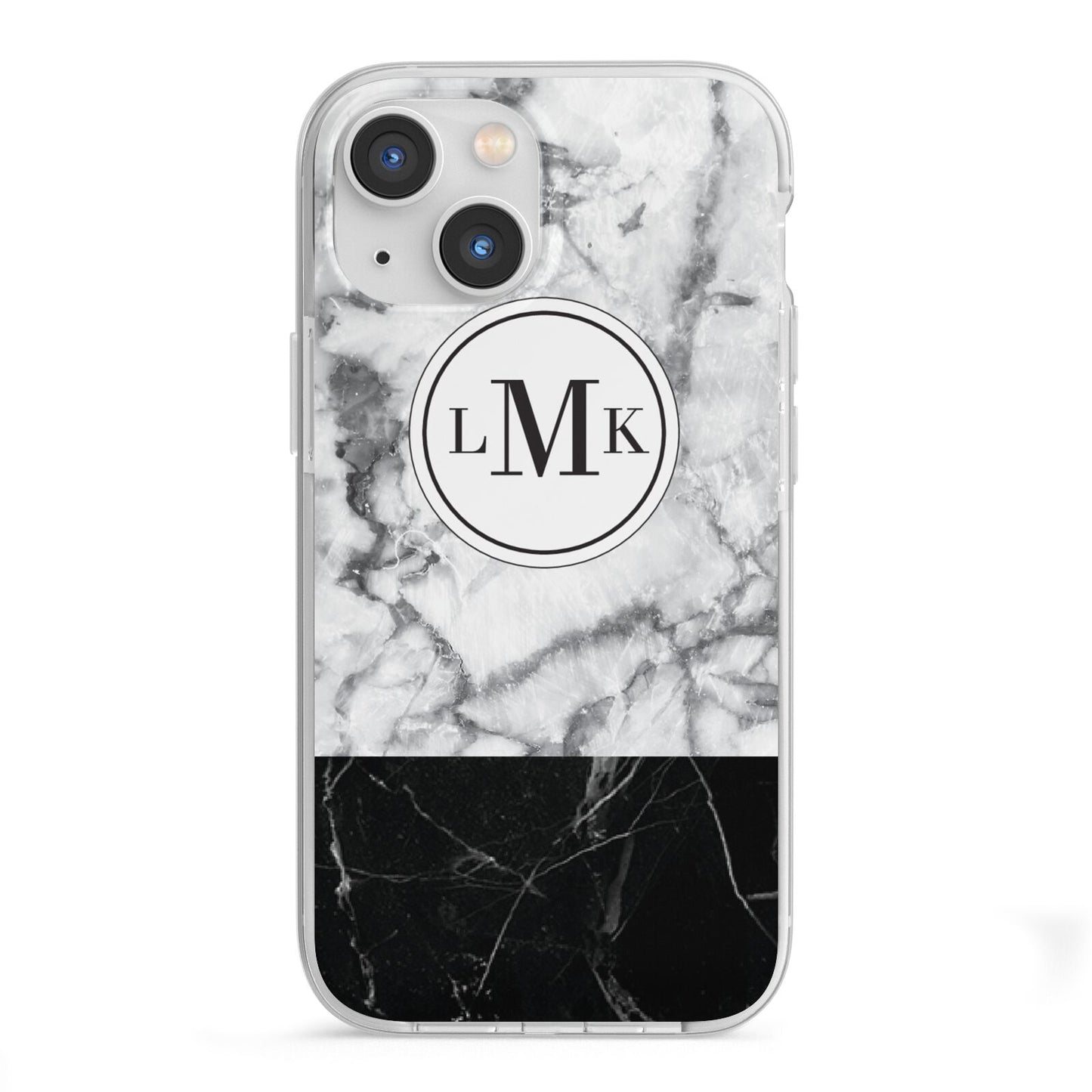 Geometric Marble Initials Personalised iPhone 13 Mini TPU Impact Case with White Edges