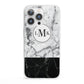 Geometric Marble Initials Personalised iPhone 13 Pro Clear Bumper Case