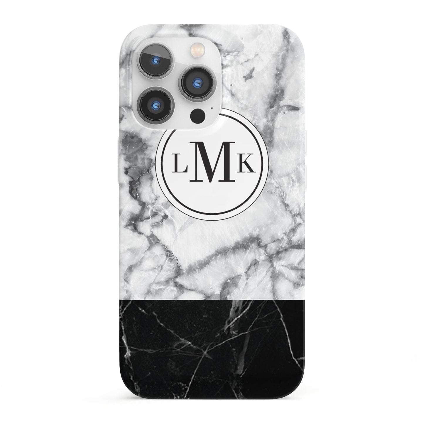 Geometric Marble Initials Personalised iPhone 13 Pro Full Wrap 3D Snap Case