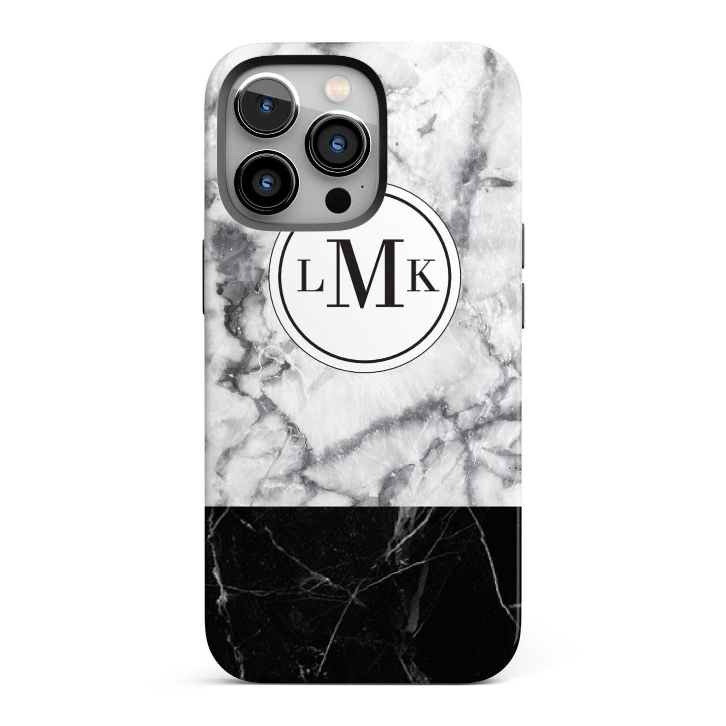 Geometric Marble Initials Personalised iPhone 13 Pro Full Wrap 3D Tough Case