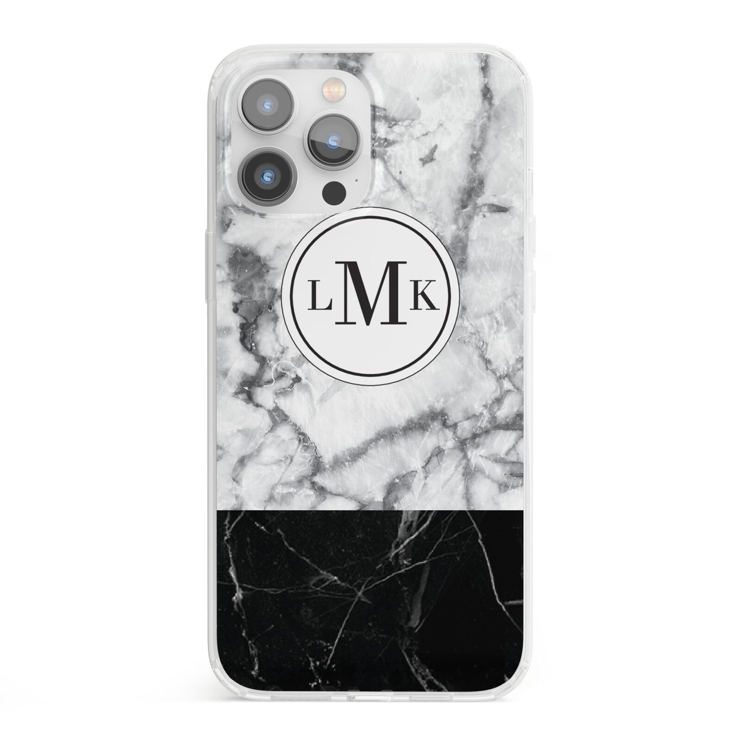 Geometric Marble Initials Personalised iPhone 13 Pro Max Clear Bumper Case