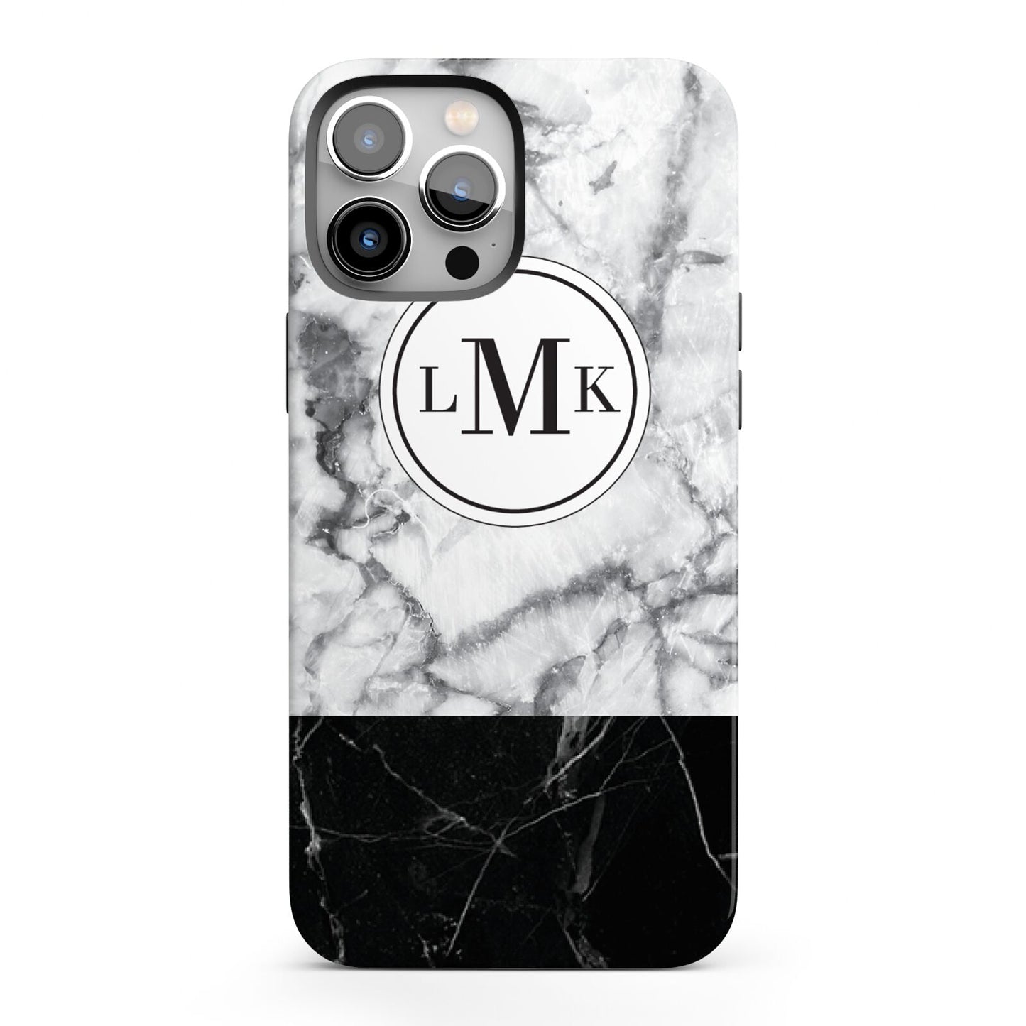 Geometric Marble Initials Personalised iPhone 13 Pro Max Full Wrap 3D Tough Case