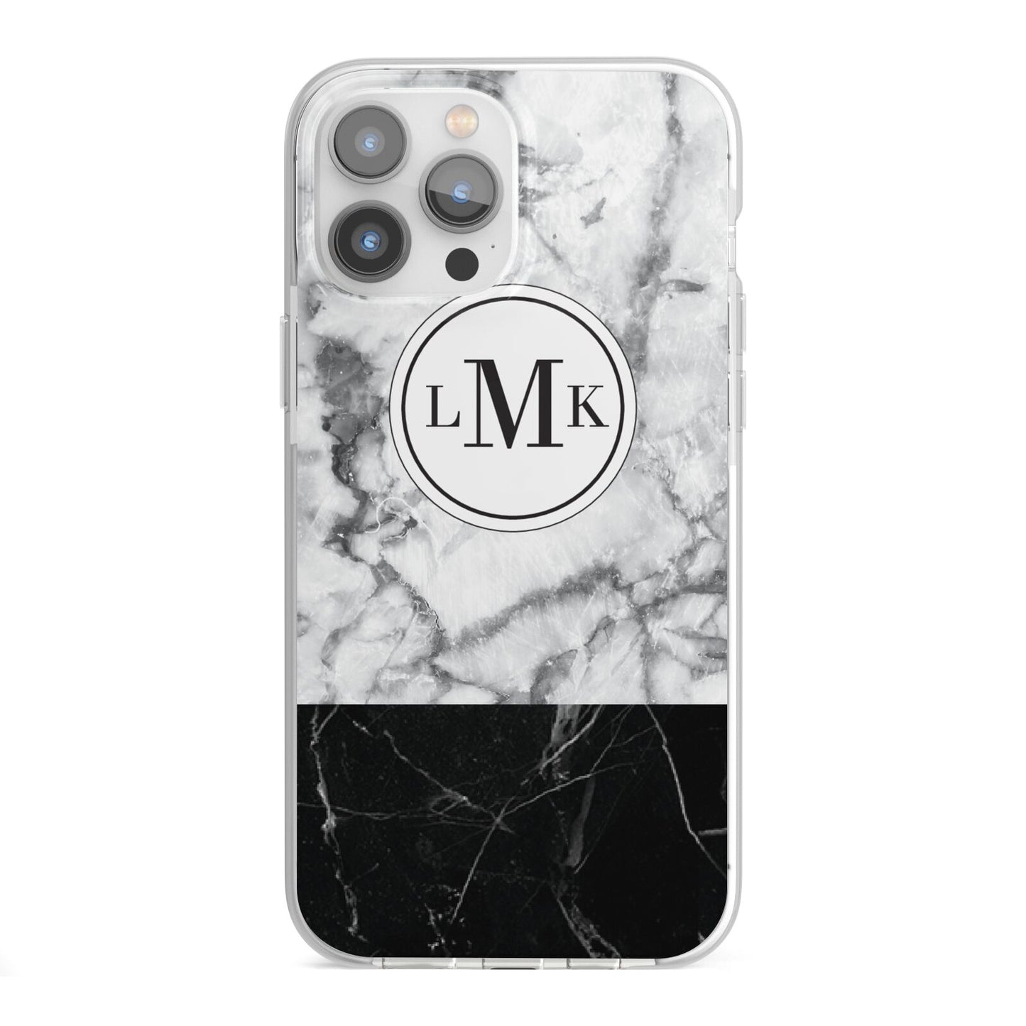 Geometric Marble Initials Personalised iPhone 13 Pro Max TPU Impact Case with White Edges