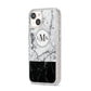 Geometric Marble Initials Personalised iPhone 14 Glitter Tough Case Starlight Angled Image