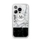 Geometric Marble Initials Personalised iPhone 14 Pro Clear Tough Case Silver