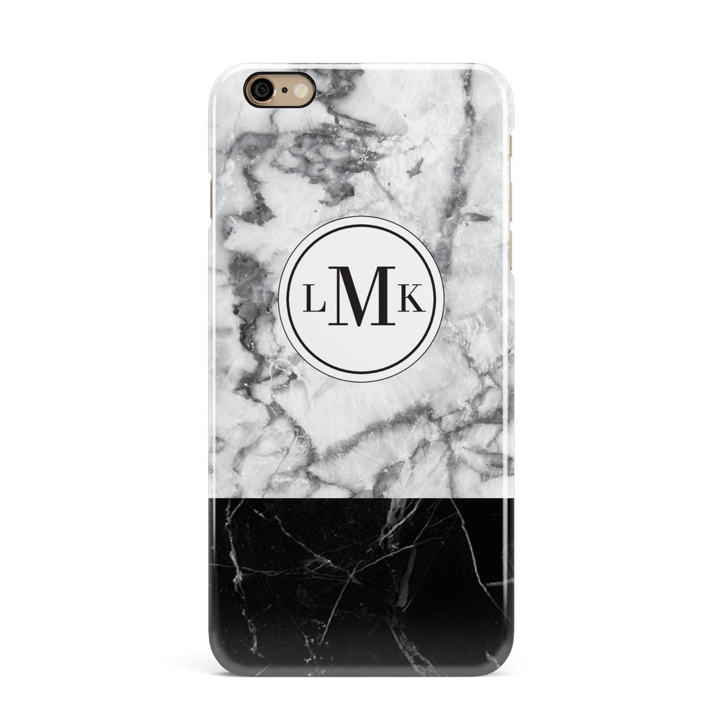 Geometric Marble Initials Personalised iPhone 6 Plus 3D Snap Case on Gold Phone