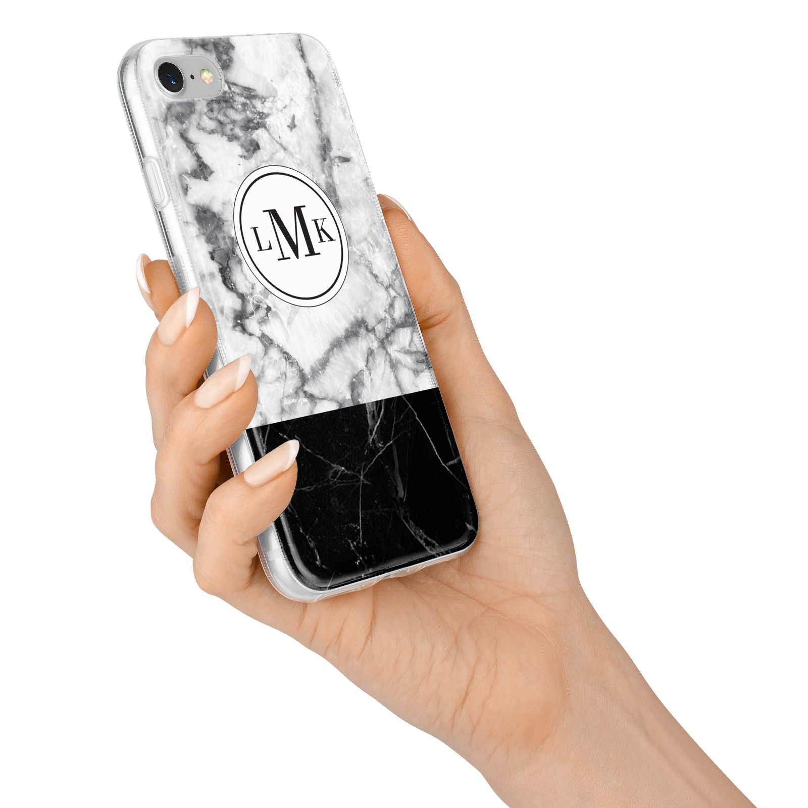 Geometric Marble Initials Personalised iPhone 7 Bumper Case on Silver iPhone Alternative Image