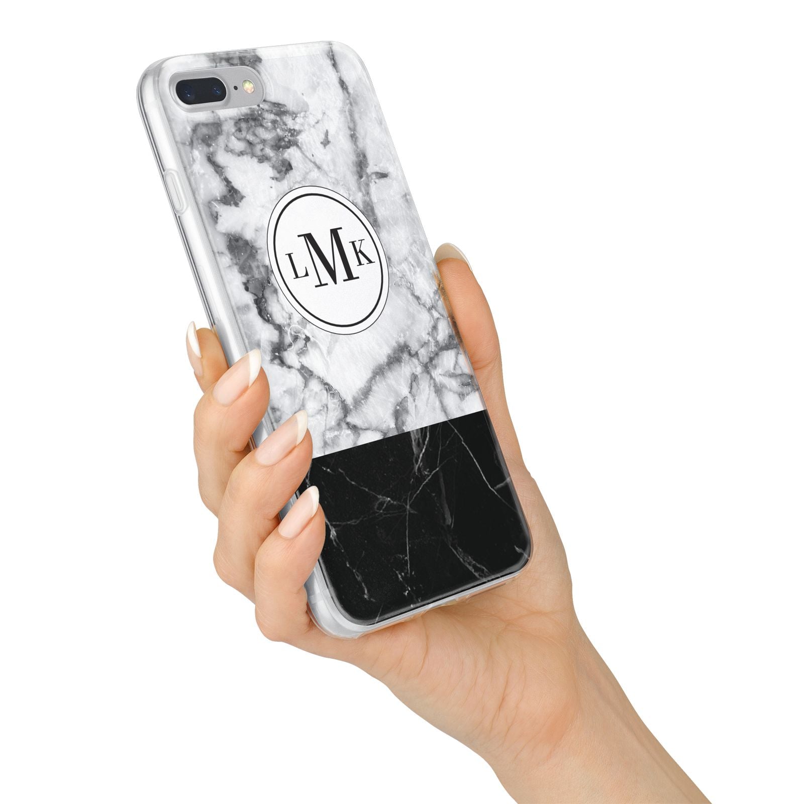 Geometric Marble Initials Personalised iPhone 7 Plus Bumper Case on Silver iPhone Alternative Image