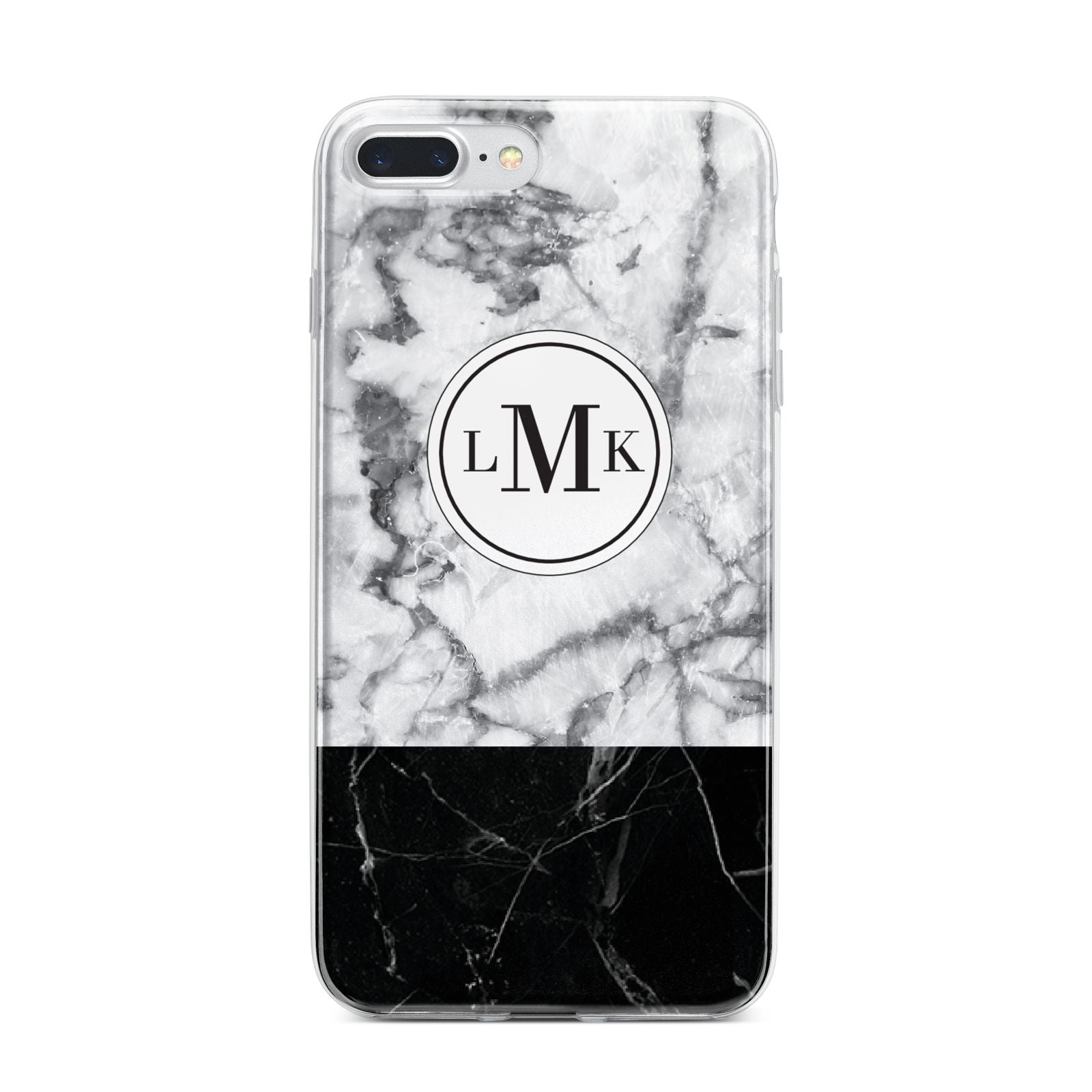 Geometric Marble Initials Personalised iPhone 7 Plus Bumper Case on Silver iPhone