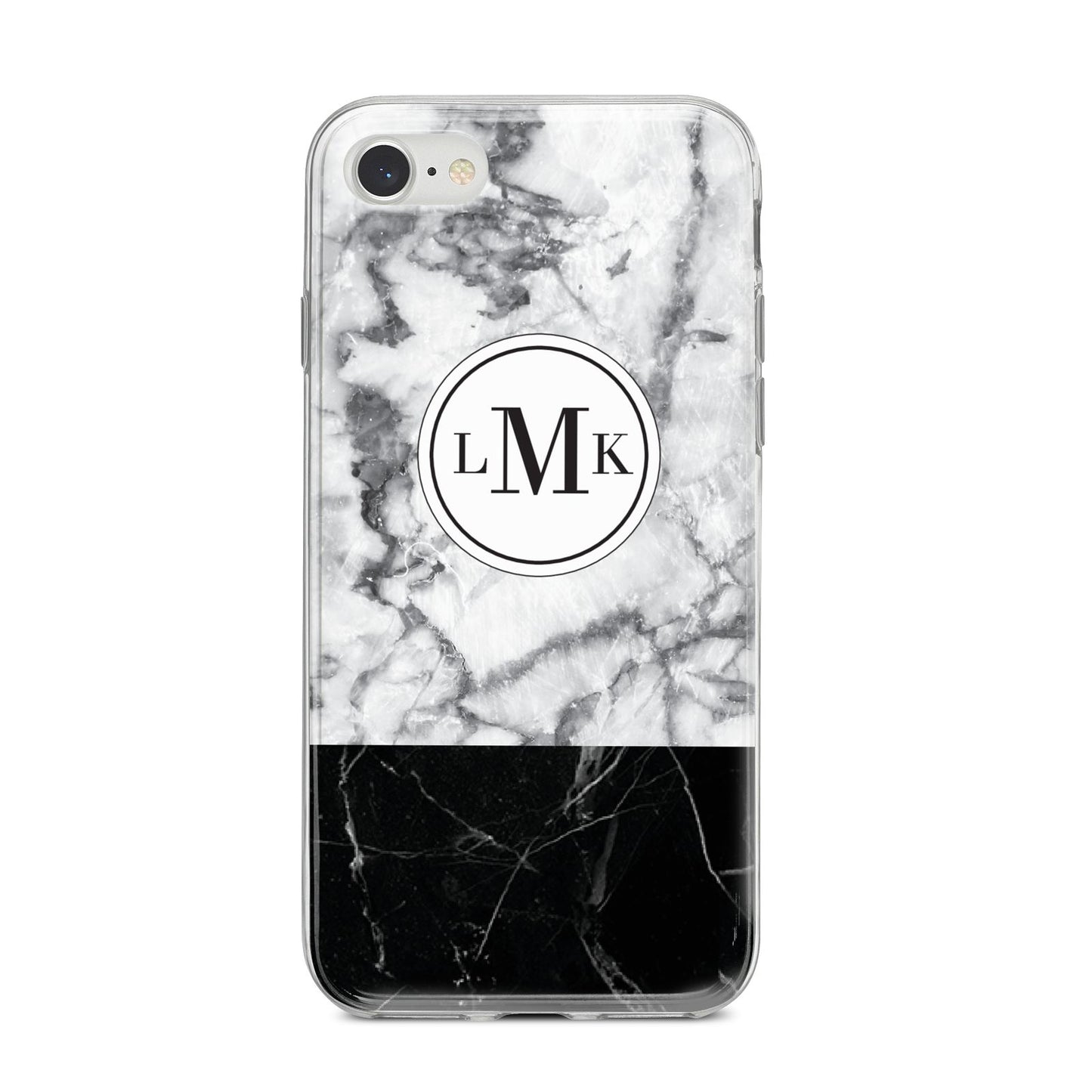 Geometric Marble Initials Personalised iPhone 8 Bumper Case on Silver iPhone