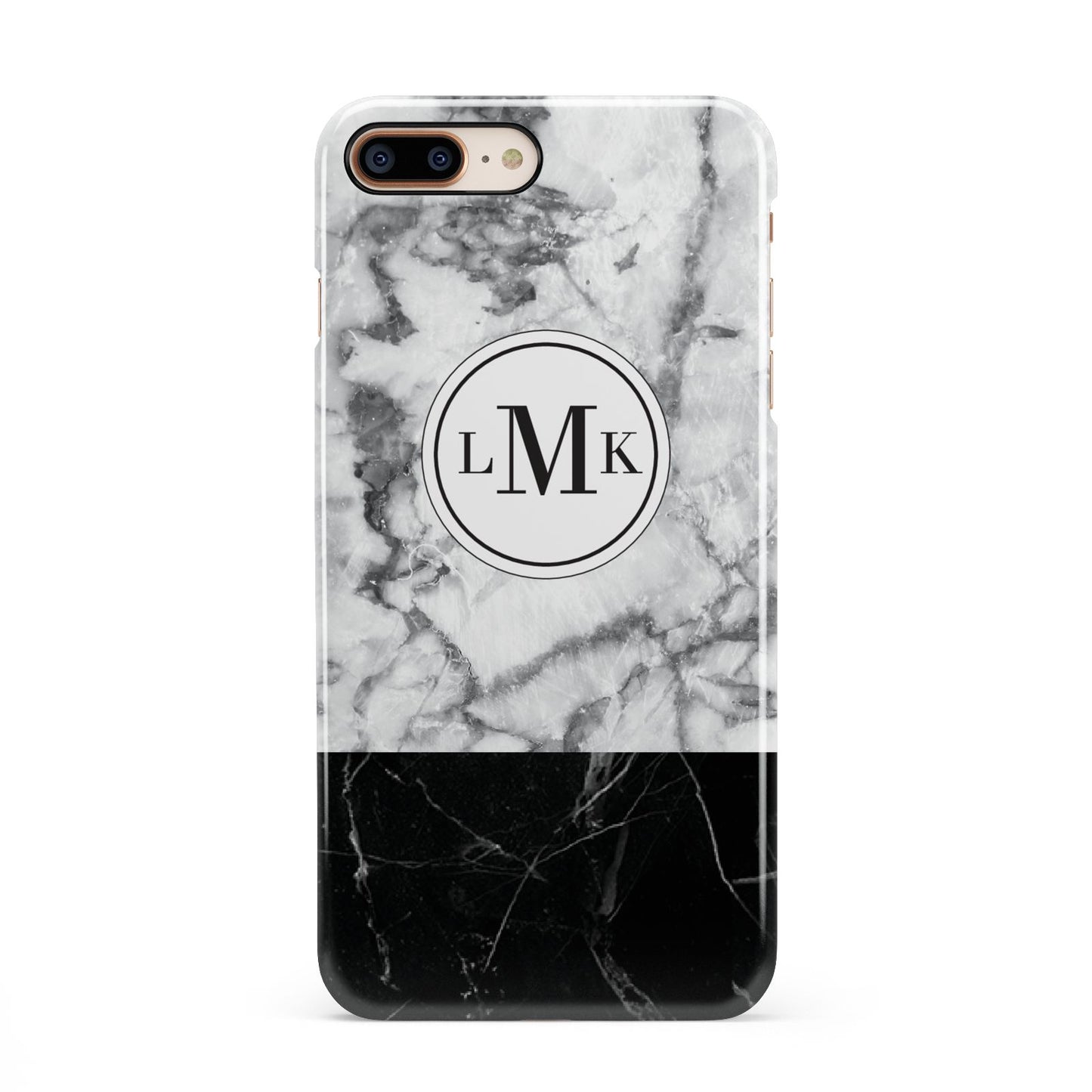 Geometric Marble Initials Personalised iPhone 8 Plus 3D Snap Case on Gold Phone