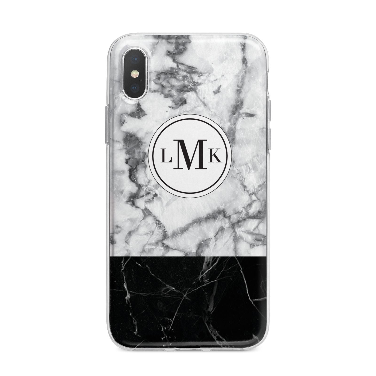 Geometric Marble Initials Personalised iPhone X Bumper Case on Silver iPhone Alternative Image 1