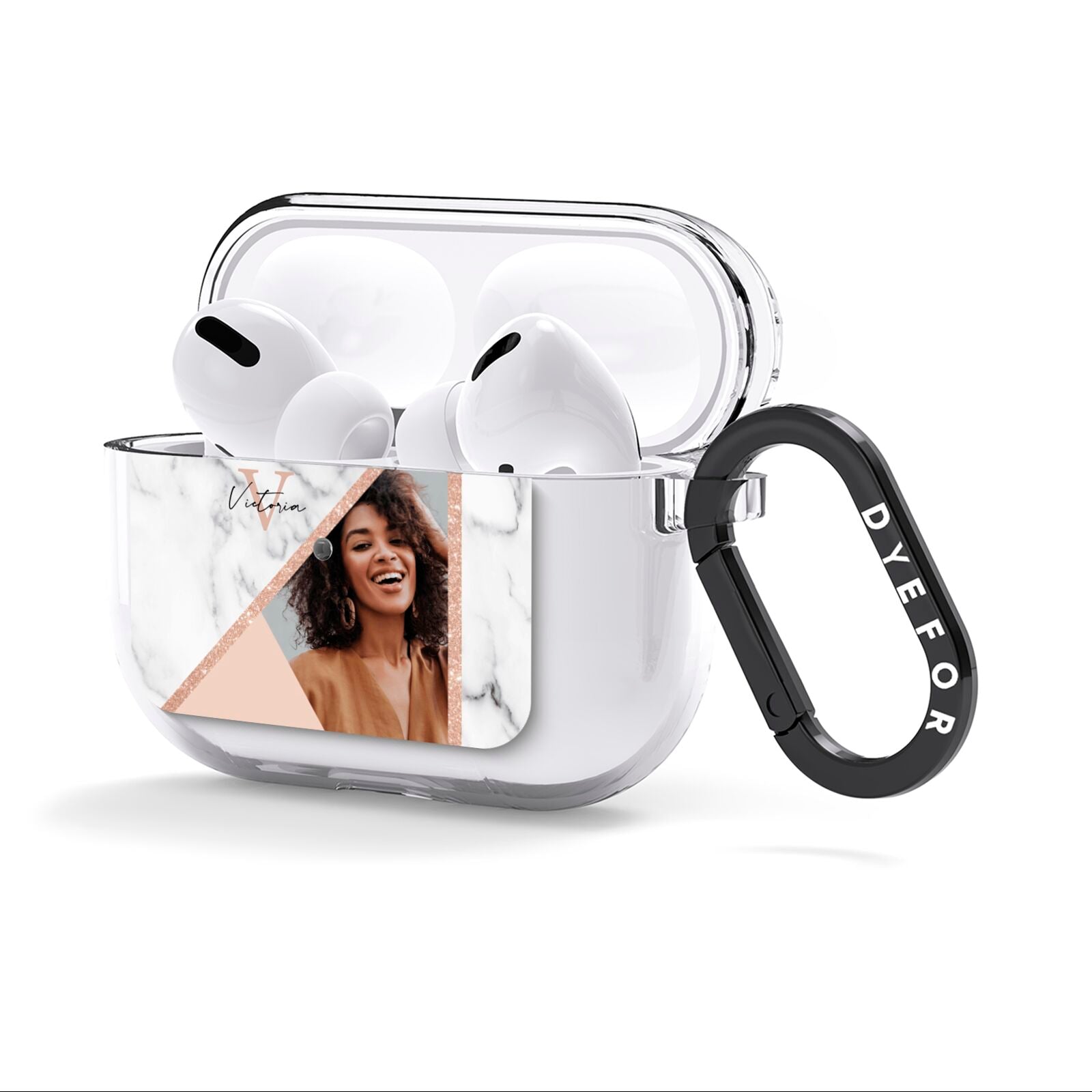 Geometric Marble Photo Upload AirPods Clear Case 3rd Gen Side Image