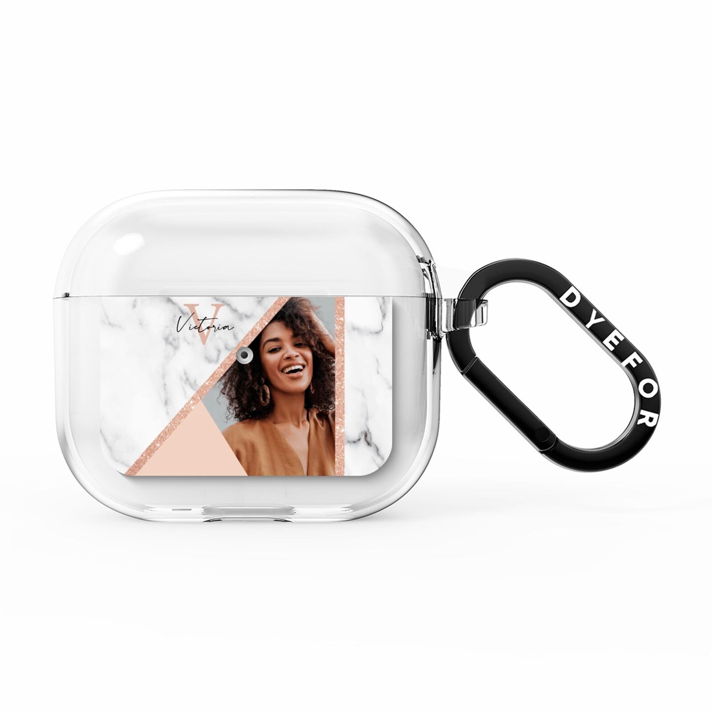 Geometric Marble Photo Upload AirPods Clear Case 3rd Gen