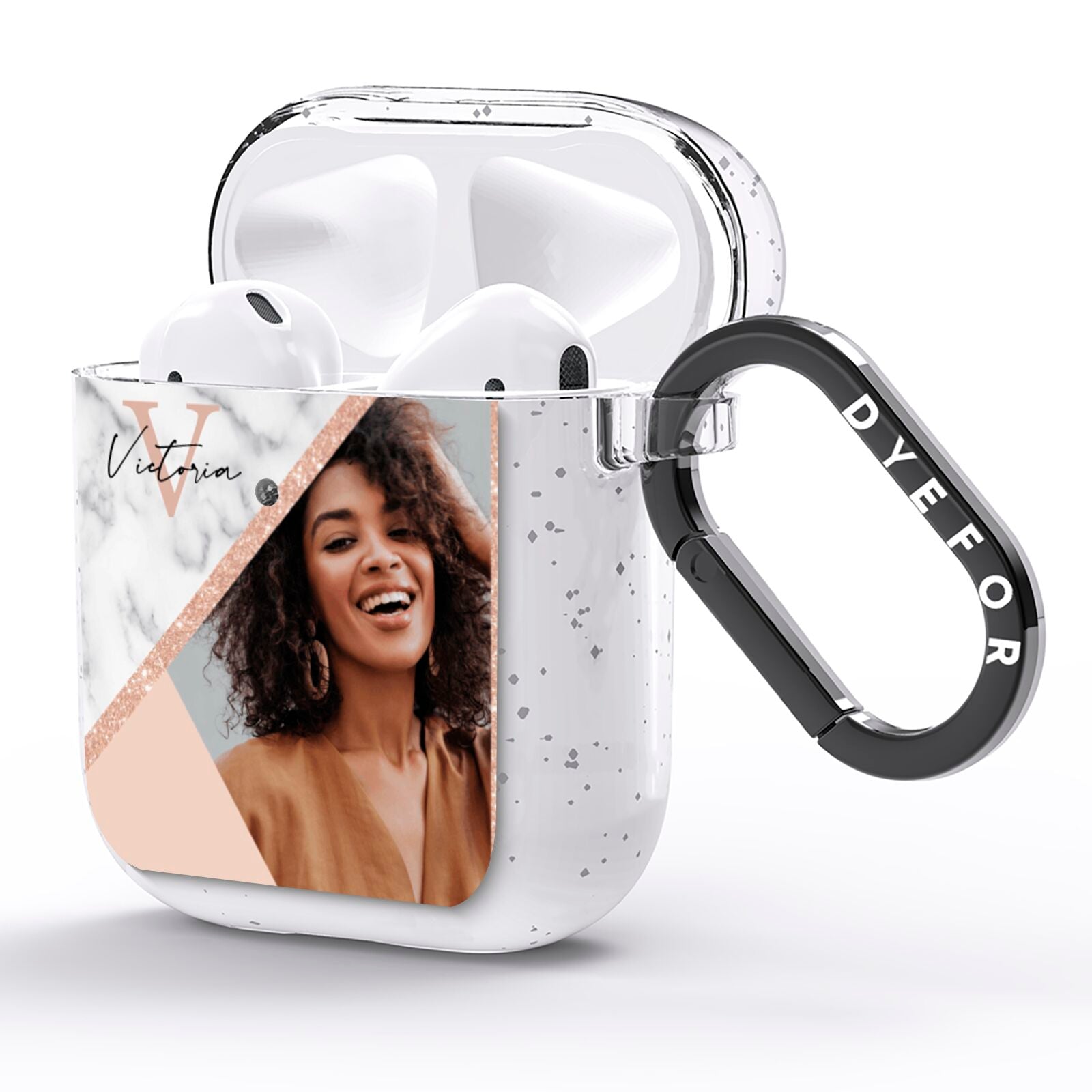 Geometric Marble Photo Upload AirPods Glitter Case Side Image