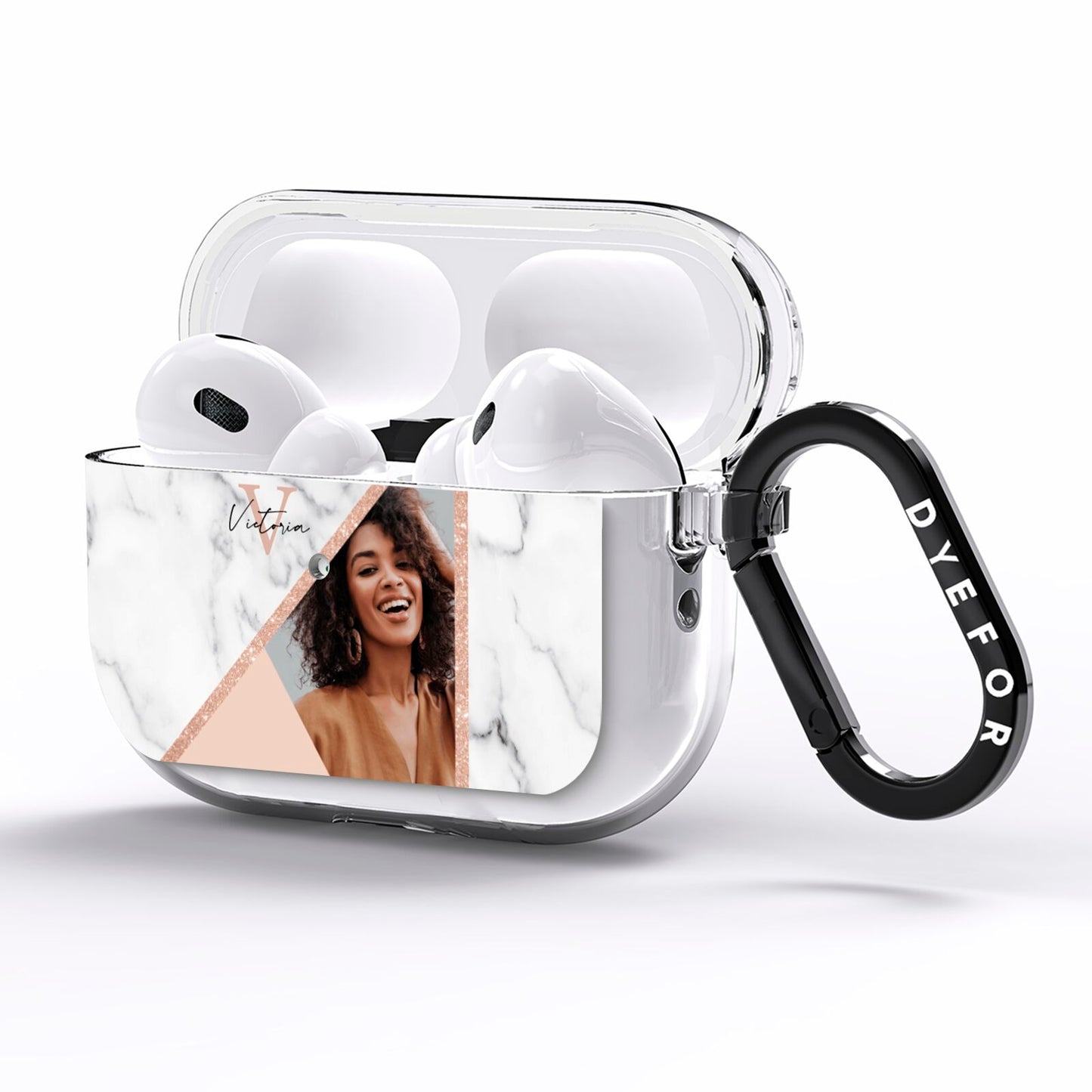 Geometric Marble Photo Upload AirPods Pro Clear Case Side Image