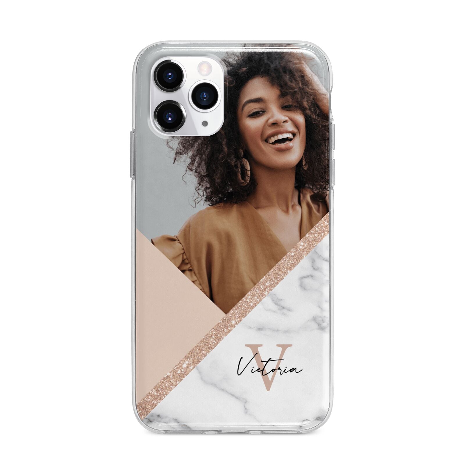 Geometric Marble Photo Upload Apple iPhone 11 Pro in Silver with Bumper Case