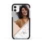 Geometric Marble Photo Upload Apple iPhone 11 in White with Black Impact Case