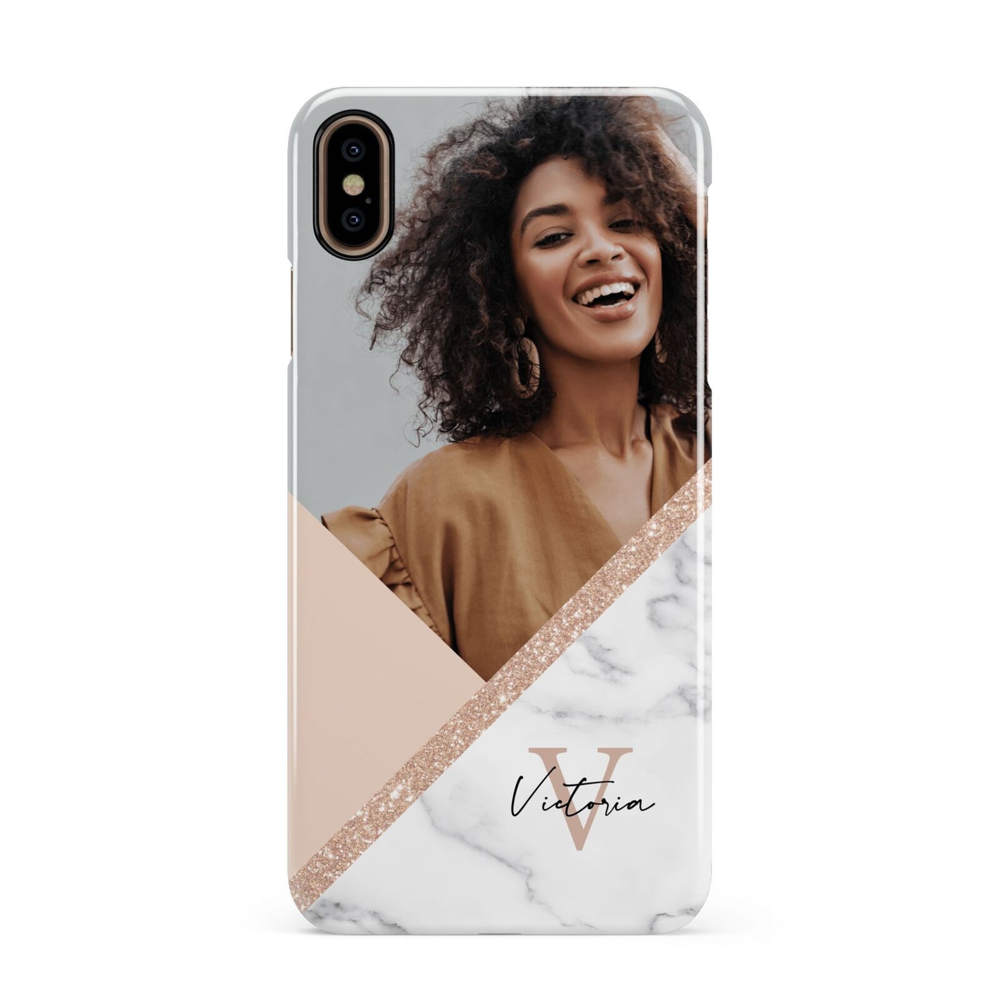 Geometric Marble Photo Upload Apple iPhone Xs Max 3D Snap Case