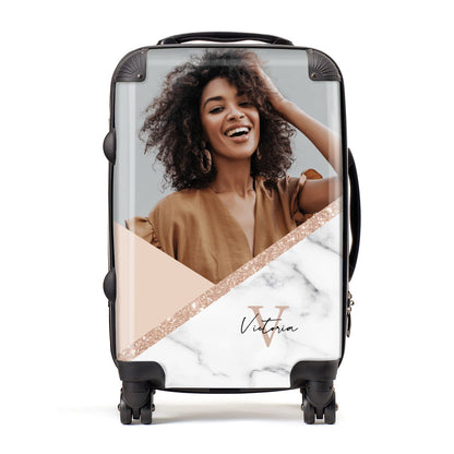 Geometric Marble Photo Upload Suitcase