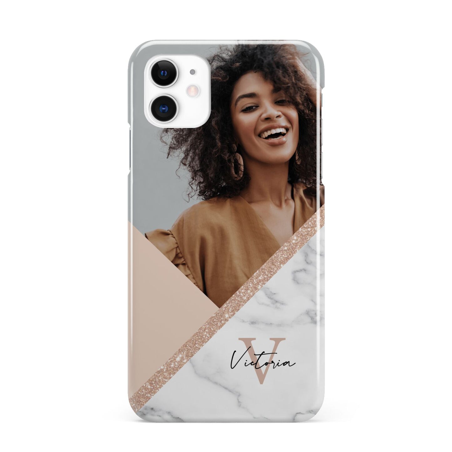 Geometric Marble Photo Upload iPhone 11 3D Snap Case