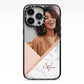 Geometric Marble Photo Upload iPhone 13 Pro Black Impact Case on Silver phone