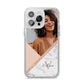 Geometric Marble Photo Upload iPhone 14 Pro Max Clear Tough Case Silver