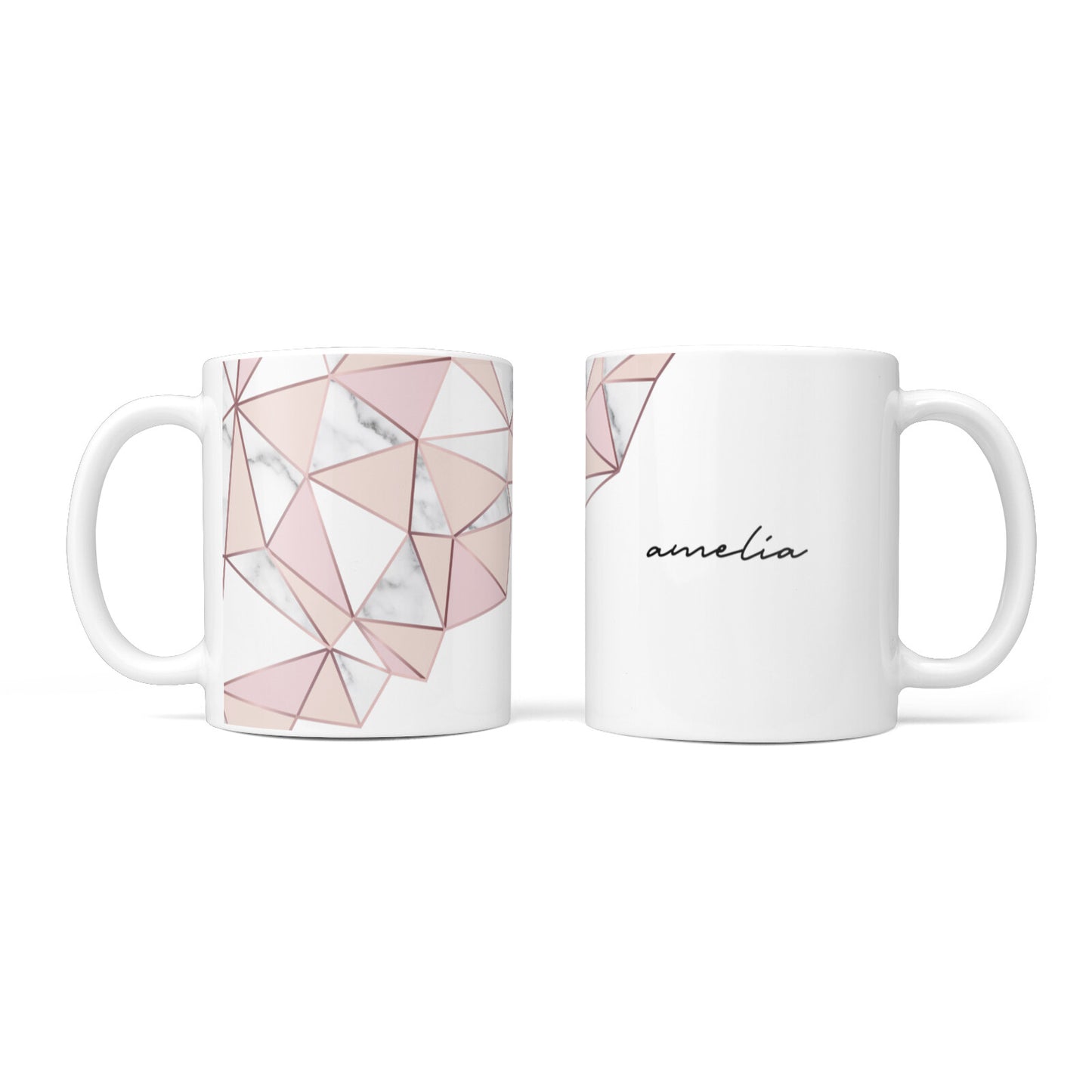 Geometric Pink Marble with Name 10oz Mug Alternative Image 3