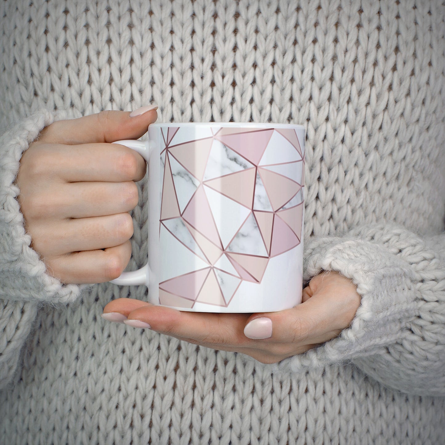 Geometric Pink Marble with Name 10oz Mug Alternative Image 5