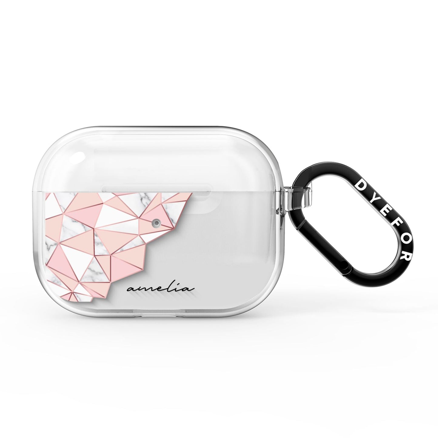 Geometric Pink Marble with Name AirPods Pro Clear Case