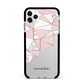 Geometric Pink Marble with Name Apple iPhone 11 Pro Max in Silver with Black Impact Case