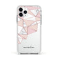 Geometric Pink Marble with Name Apple iPhone 11 Pro in Silver with White Impact Case