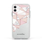 Geometric Pink Marble with Name Apple iPhone 11 in White with White Impact Case