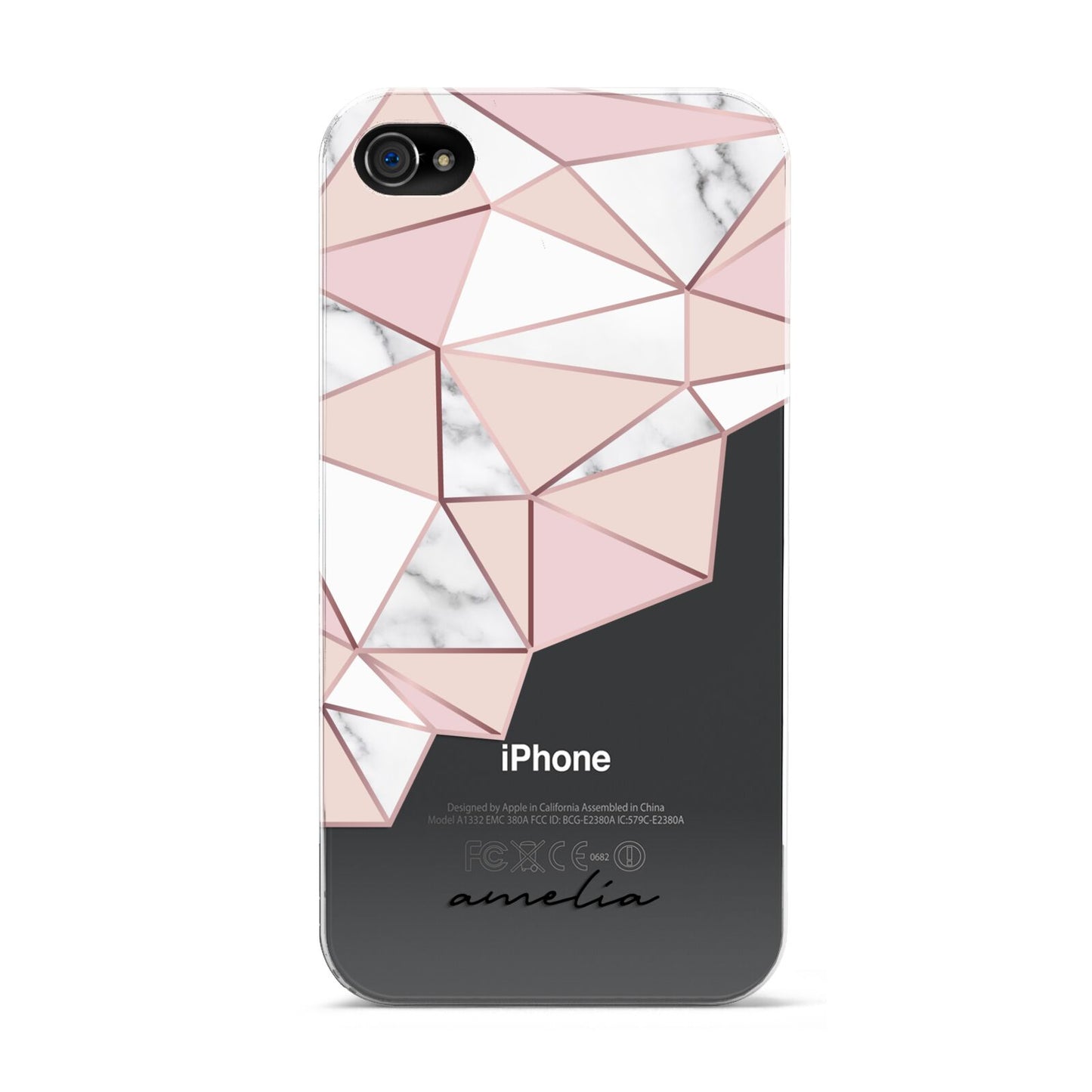 Geometric Pink Marble with Name Apple iPhone 4s Case