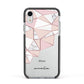 Geometric Pink Marble with Name Apple iPhone XR Impact Case Black Edge on Silver Phone