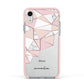 Geometric Pink Marble with Name Apple iPhone XR Impact Case Pink Edge on Silver Phone