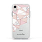 Geometric Pink Marble with Name Apple iPhone XR Impact Case White Edge on Silver Phone
