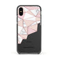 Geometric Pink Marble with Name Apple iPhone Xs Impact Case Black Edge on Black Phone