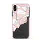 Geometric Pink Marble with Name Apple iPhone Xs Impact Case Pink Edge on Black Phone