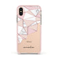 Geometric Pink Marble with Name Apple iPhone Xs Impact Case Pink Edge on Gold Phone