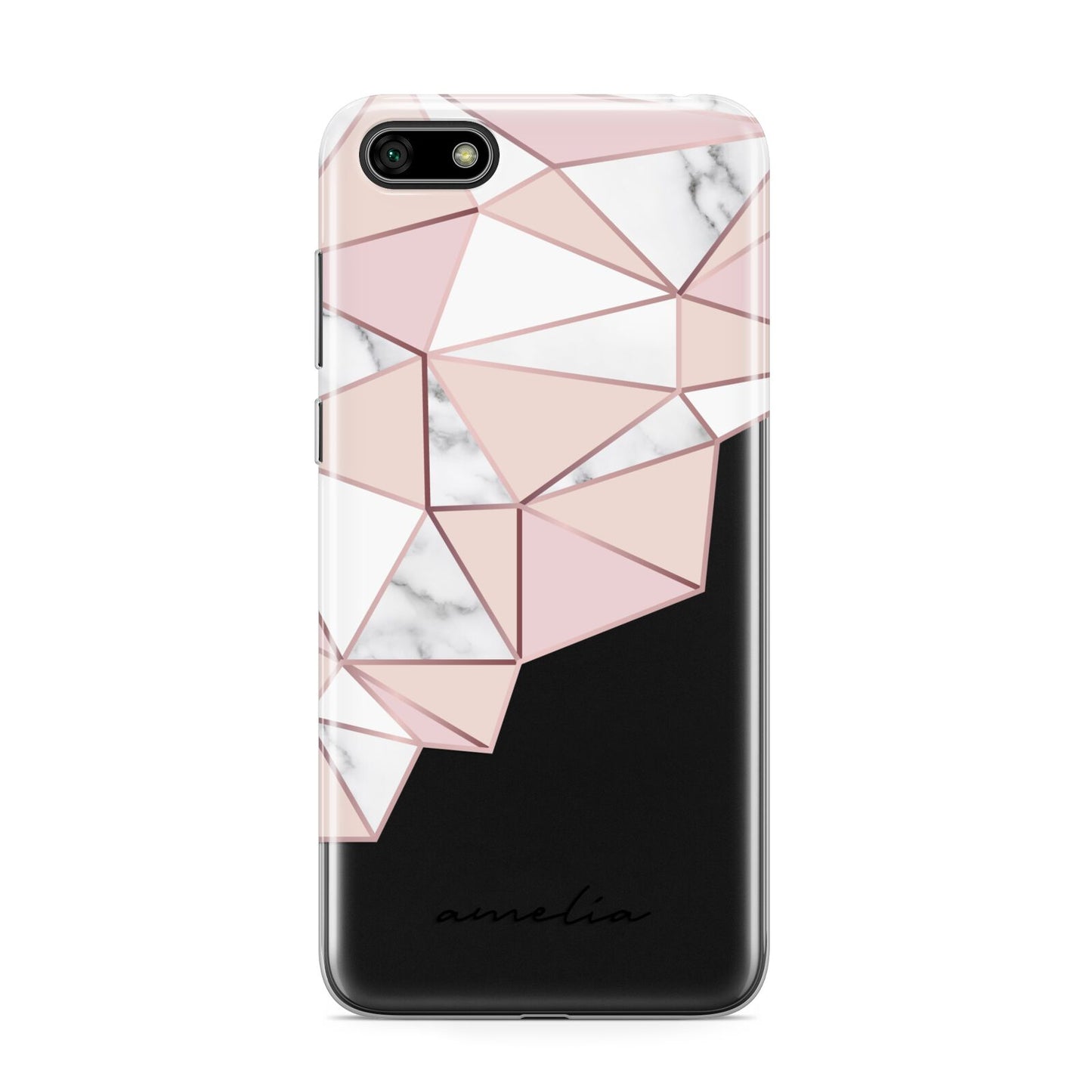 Geometric Pink Marble with Name Huawei Y5 Prime 2018 Phone Case