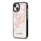 Geometric Pink Marble with Name iPhone 13 Black Impact Case Side Angle on Silver phone