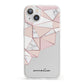 Geometric Pink Marble with Name iPhone 13 Clear Bumper Case